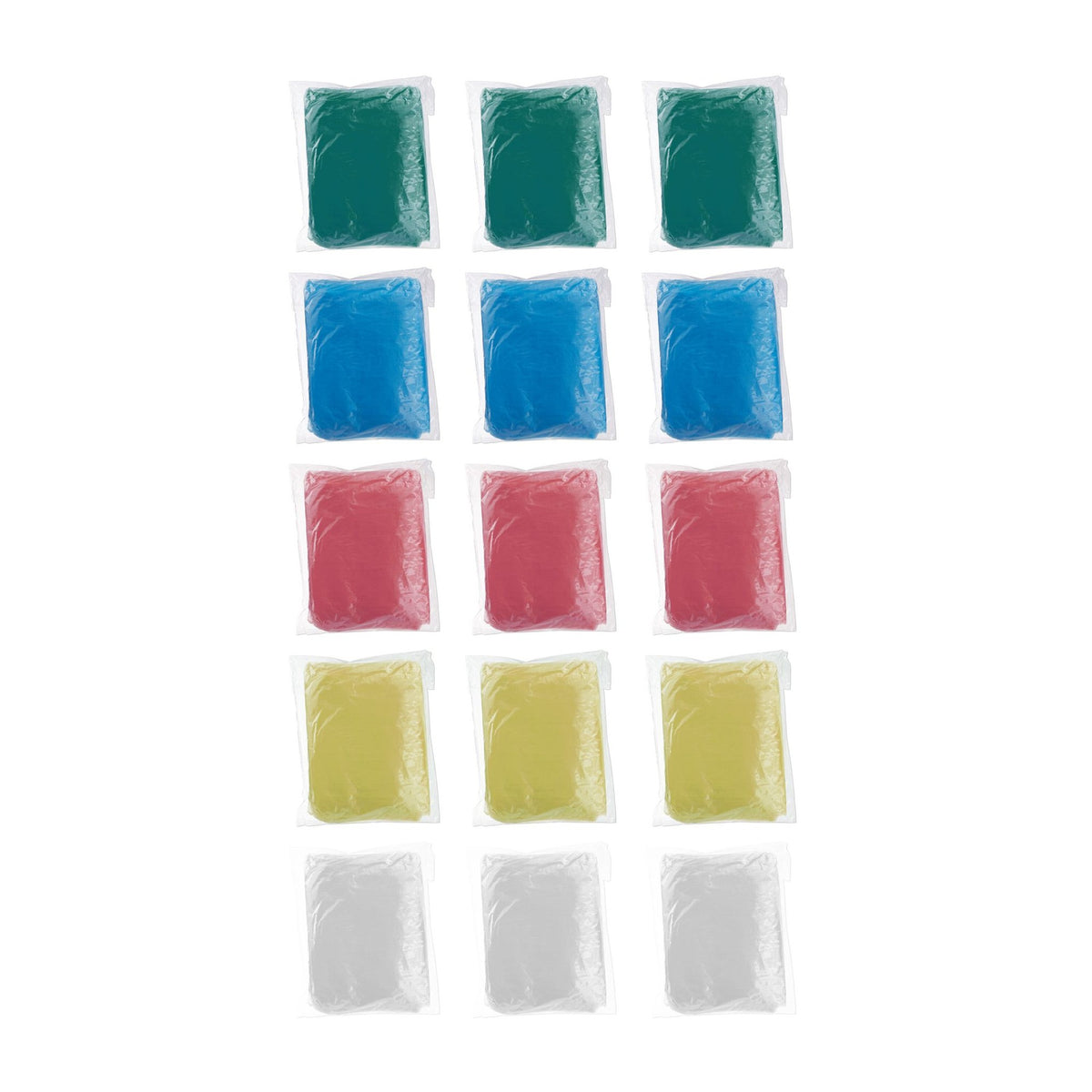 Disposable poncho set of 15 different colors