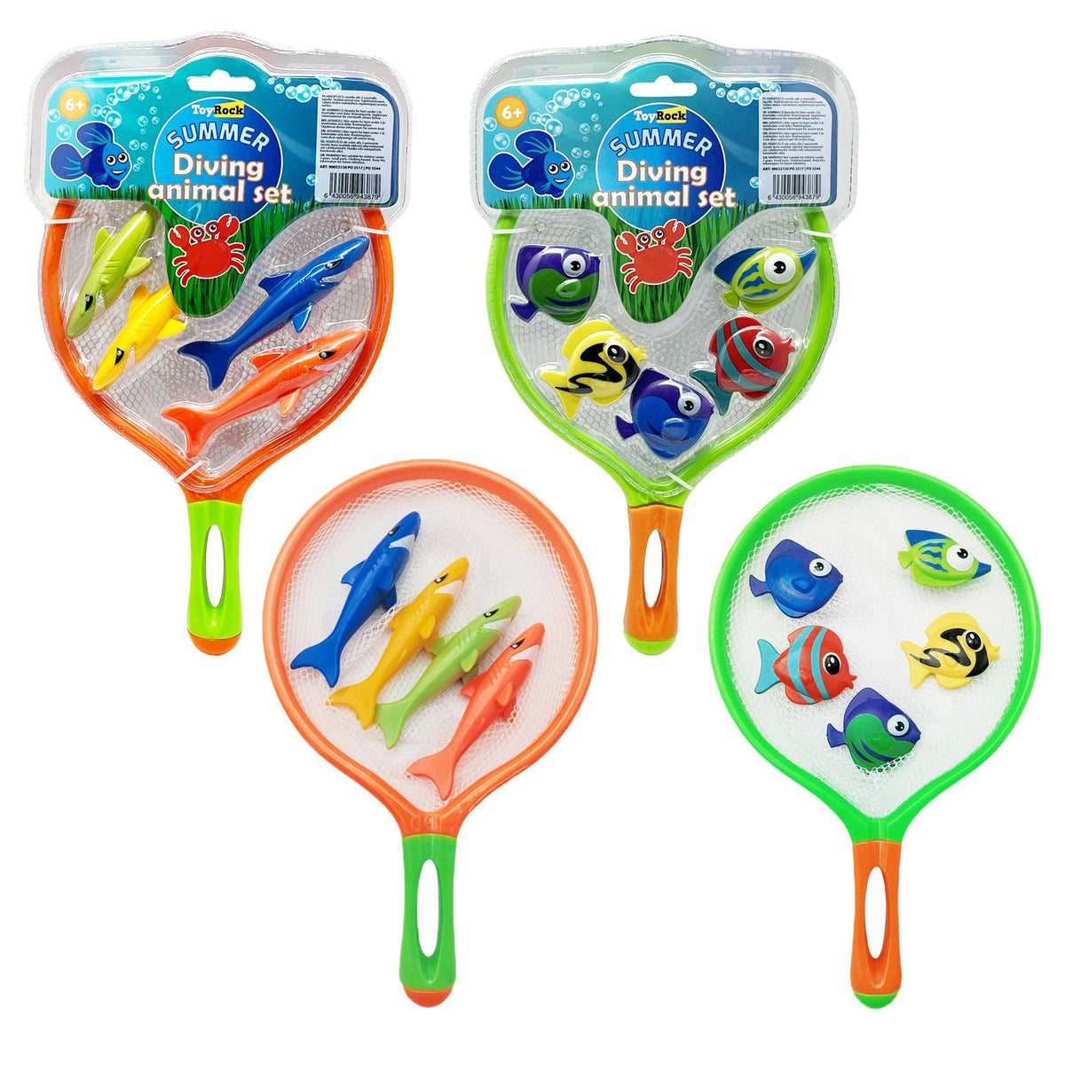 Diving Fish Toy Set with Net for Pool Fun