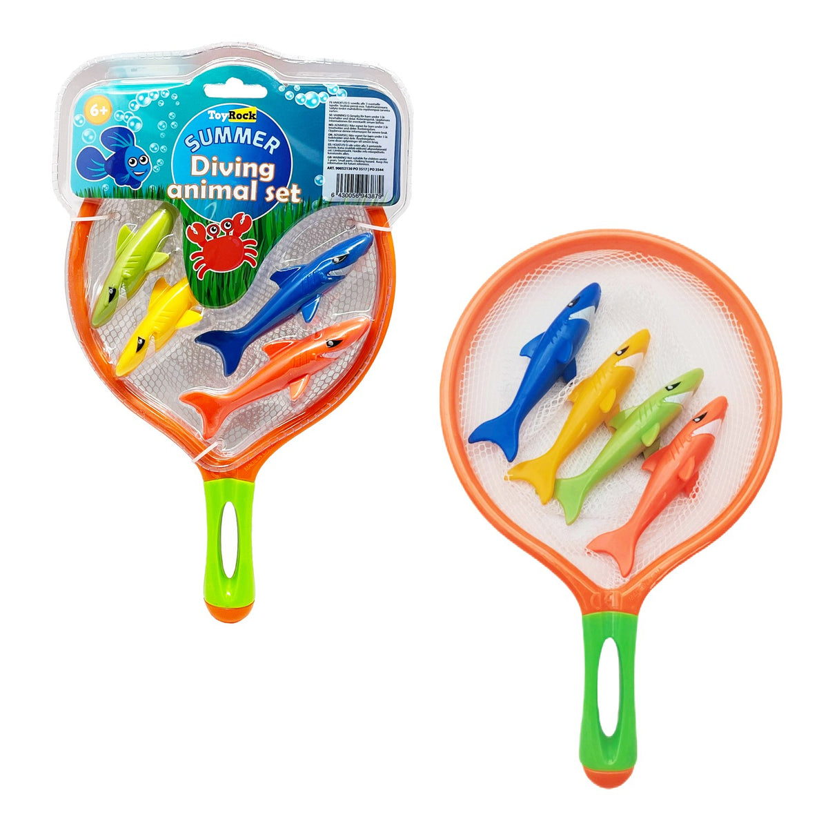 Diving Fish Toy Set with Net for Pool Fun