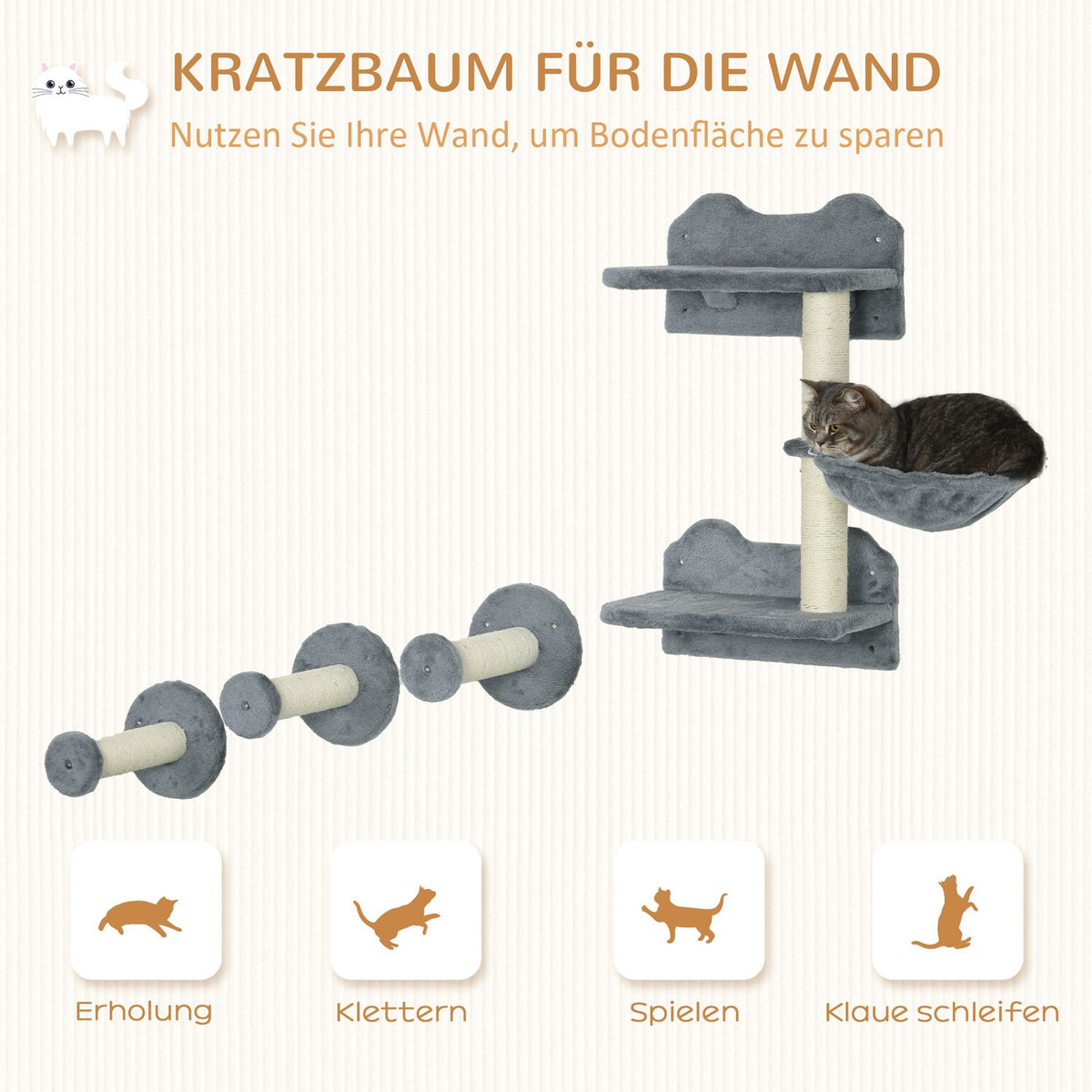 Diving Tower & 3 Scratching Posts, Climbing Wall With Hammock