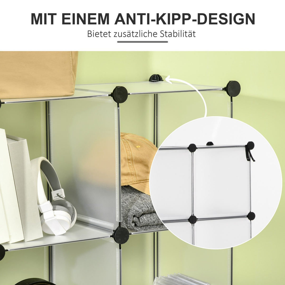 Diy Cube Shelving System With 16 Cubes, Storage Box, Plastic Cabinet, White, 125X32X125Cm