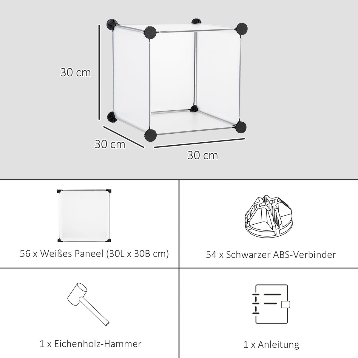 Diy Cube Shelving System With 16 Cubes, Storage Box, Plastic Cabinet, White, 125X32X125Cm