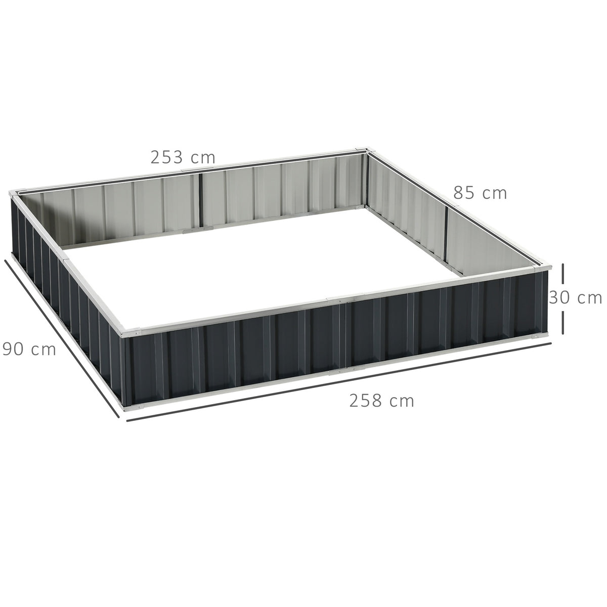 Diy Steel Raised Bed Garden Bed With T-Shape Plant Signs & Gloves, Dark Gray