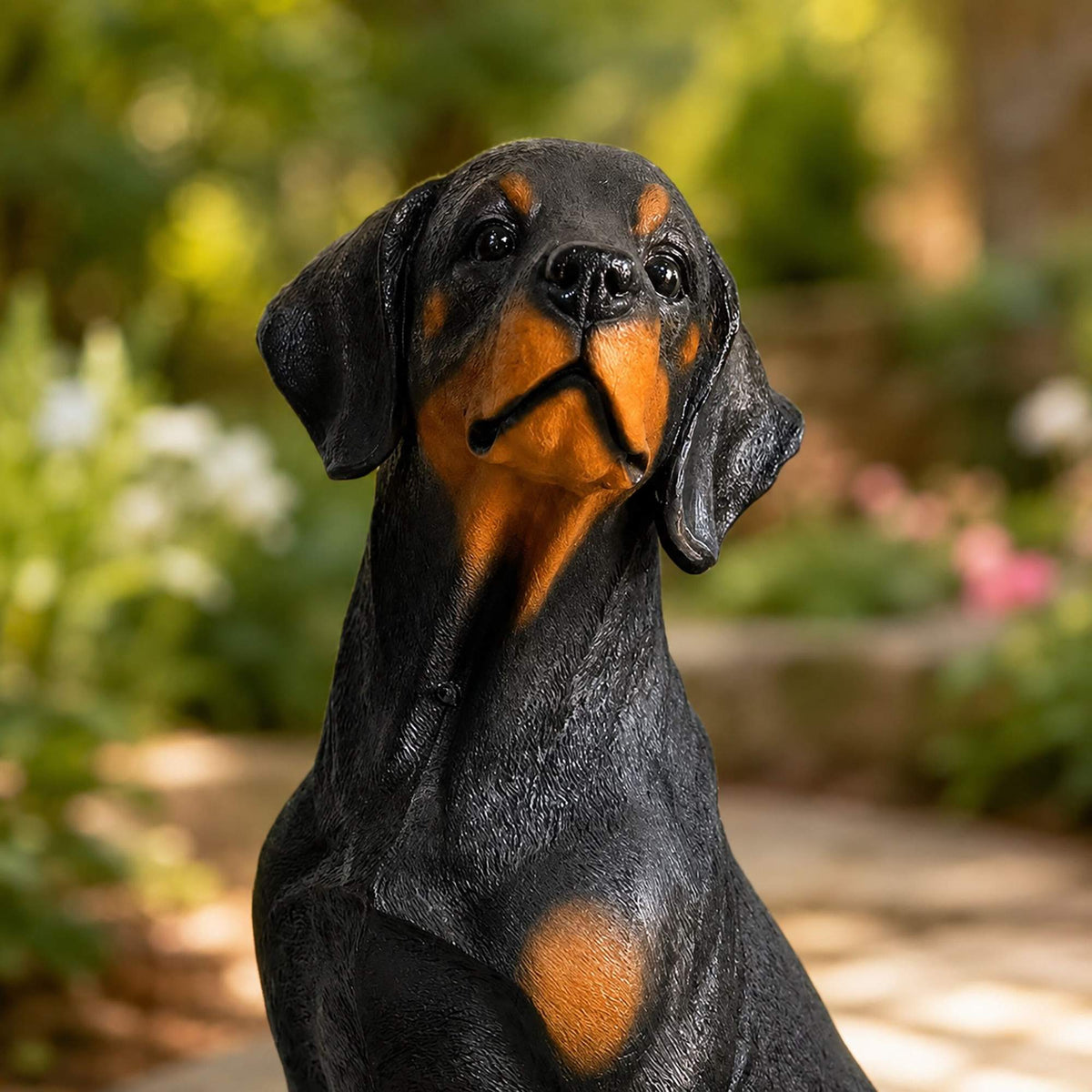 Doberman Garden Dog Statue, Life-Size Polyresin