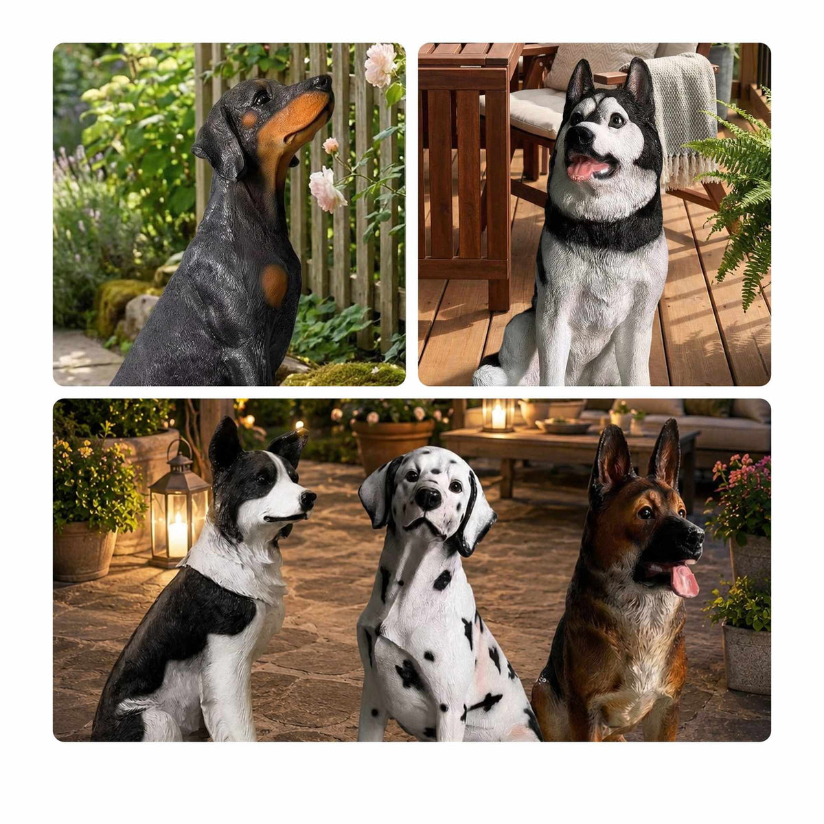Doberman Garden Dog Statue, Life-Size Polyresin