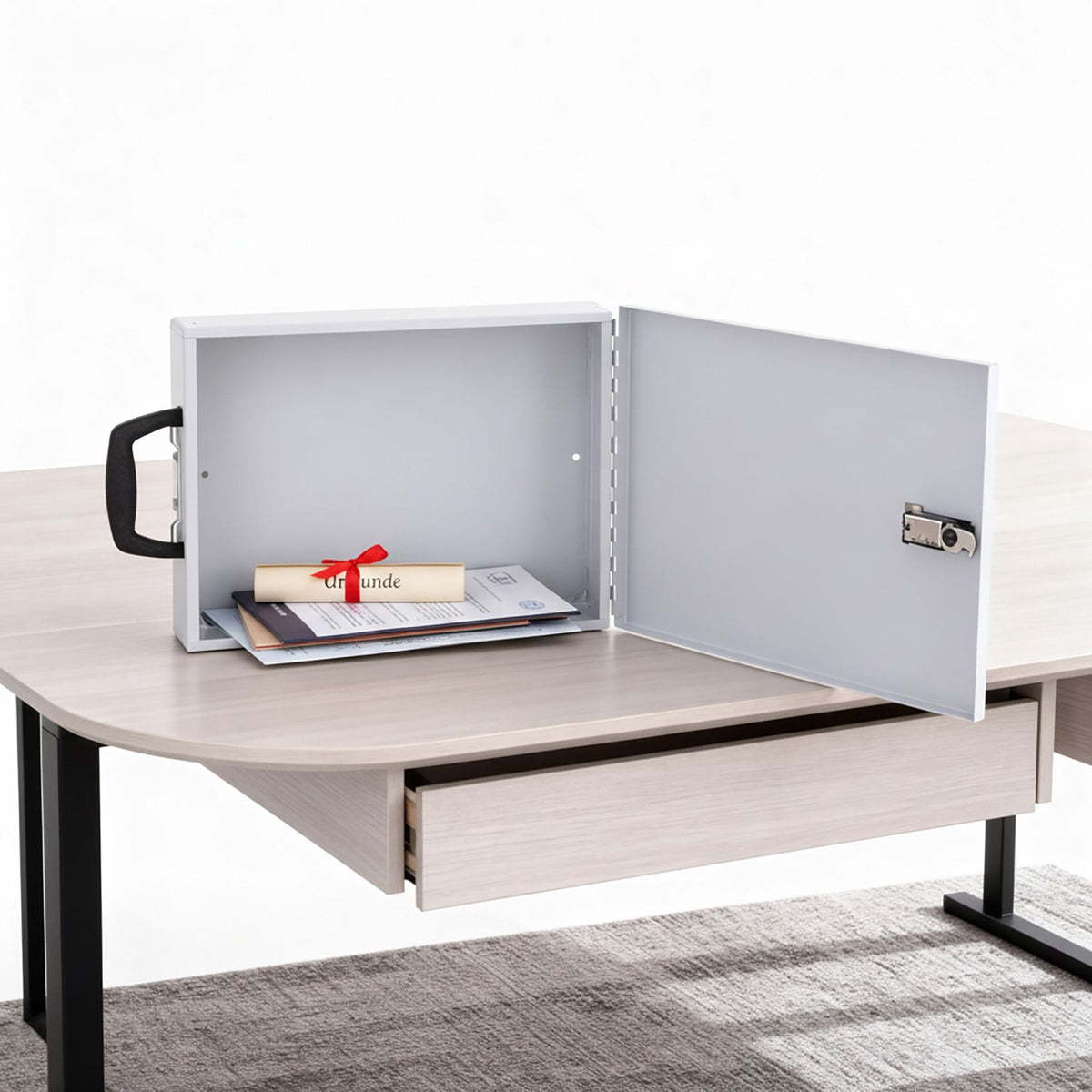 Document Storage Box with Lock, A4 Size, Metal