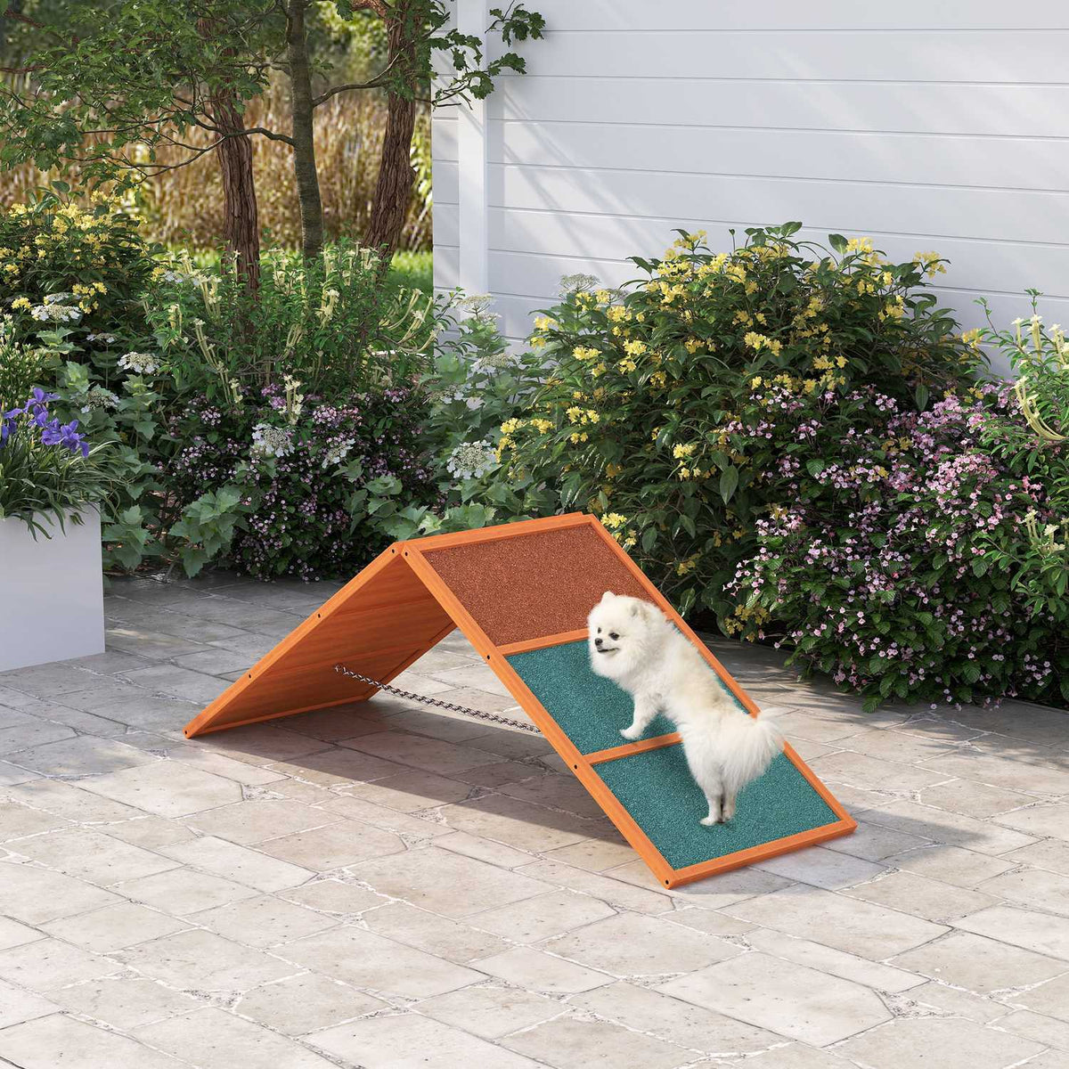 Dog Agility Bridge Agility Equipment for Dogs with Folding Bridge, Non-Slip Surface, Height-Adjustable Agility Device for Garden, 173 x 59 x 66 cm, Orange