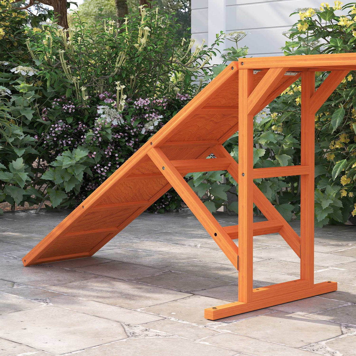 Dog Agility Bridge Agility Equipment for Dogs with Safety Bar, Non-Slip Surface Agility Device for Garden, 325 x 55 x 69 cm, Orange