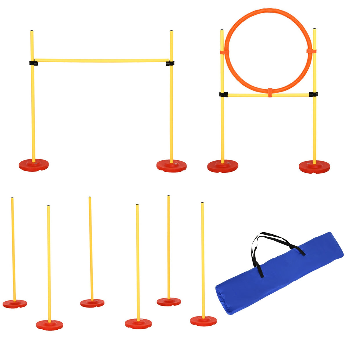 Dog Agility Set 3-In-1 Hurdle Training For Pets, Includes Bag, Easy To Carry, Yellow