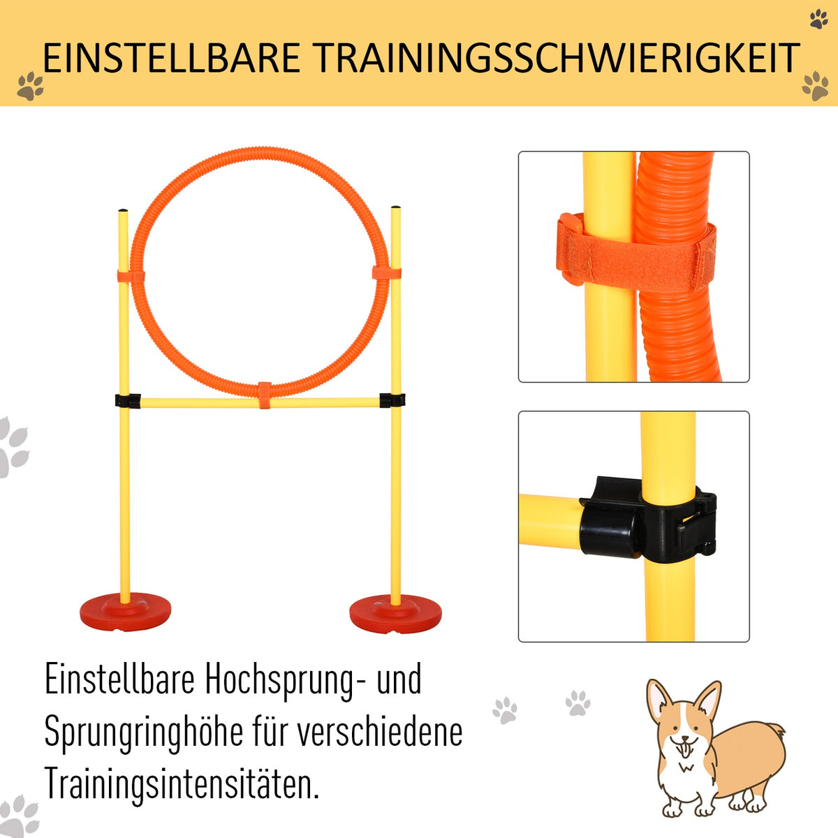 Dog Agility Set 3-In-1 Hurdle Training For Pets, Includes Bag, Easy To Carry, Yellow