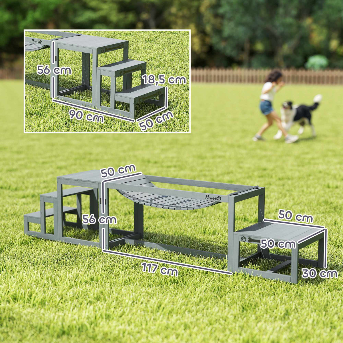Dog Agility Set – 3-Piece Pine Wood, 40kg Capacity