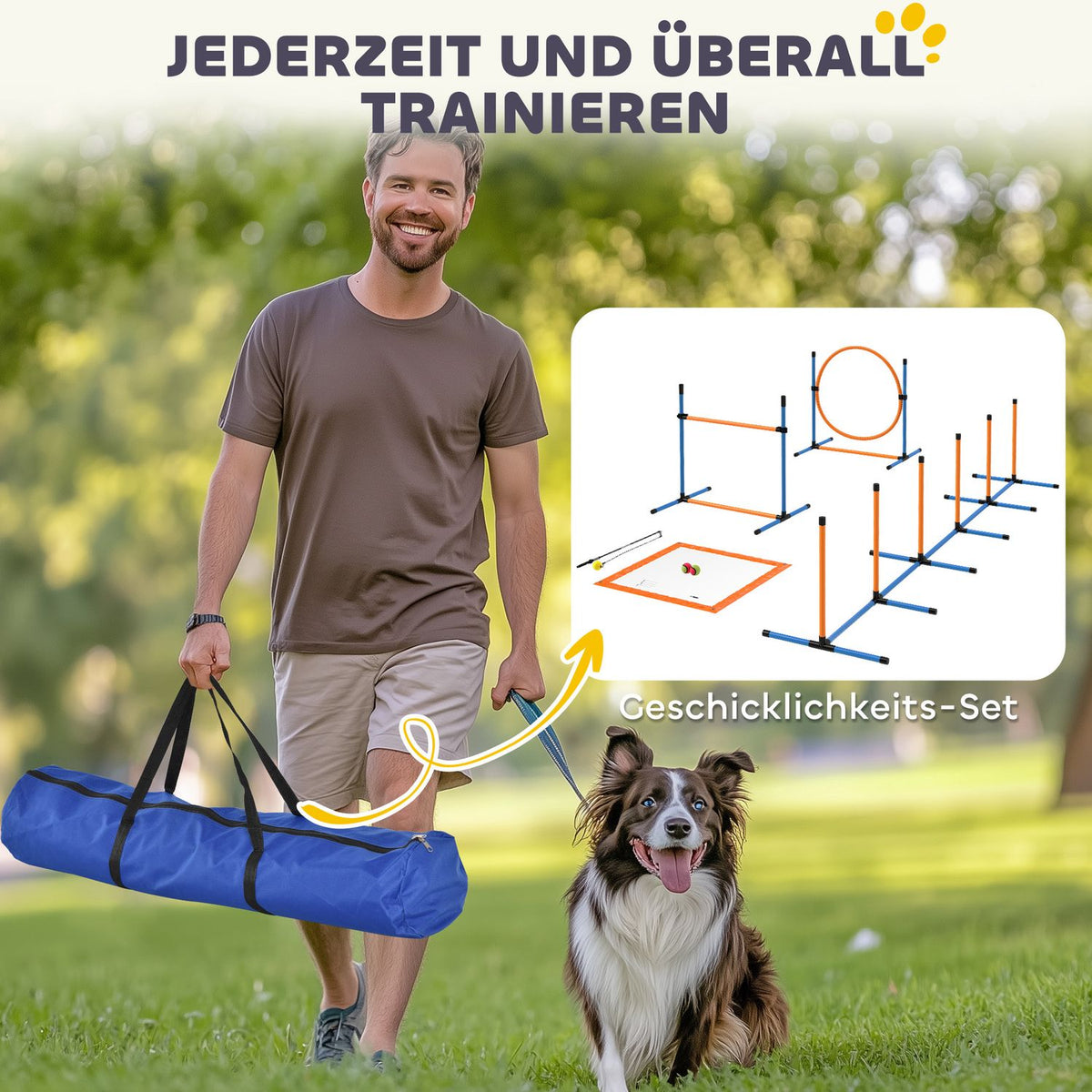 Dog Agility Set 9 Pieces Agility Equipment for Dog Training Hurdle Set with Slalom Poles Jump Hoop 2 Balls Height Adjustable Hurdles Coordination Training for Games Training