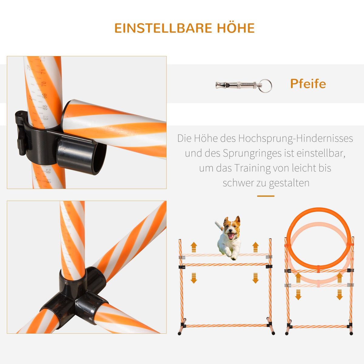 Dog Agility Set Dog Training Set With Dog Tunnel Training For Pets Includes Bag Easy To Carry Plastic Polyester Orange＋White