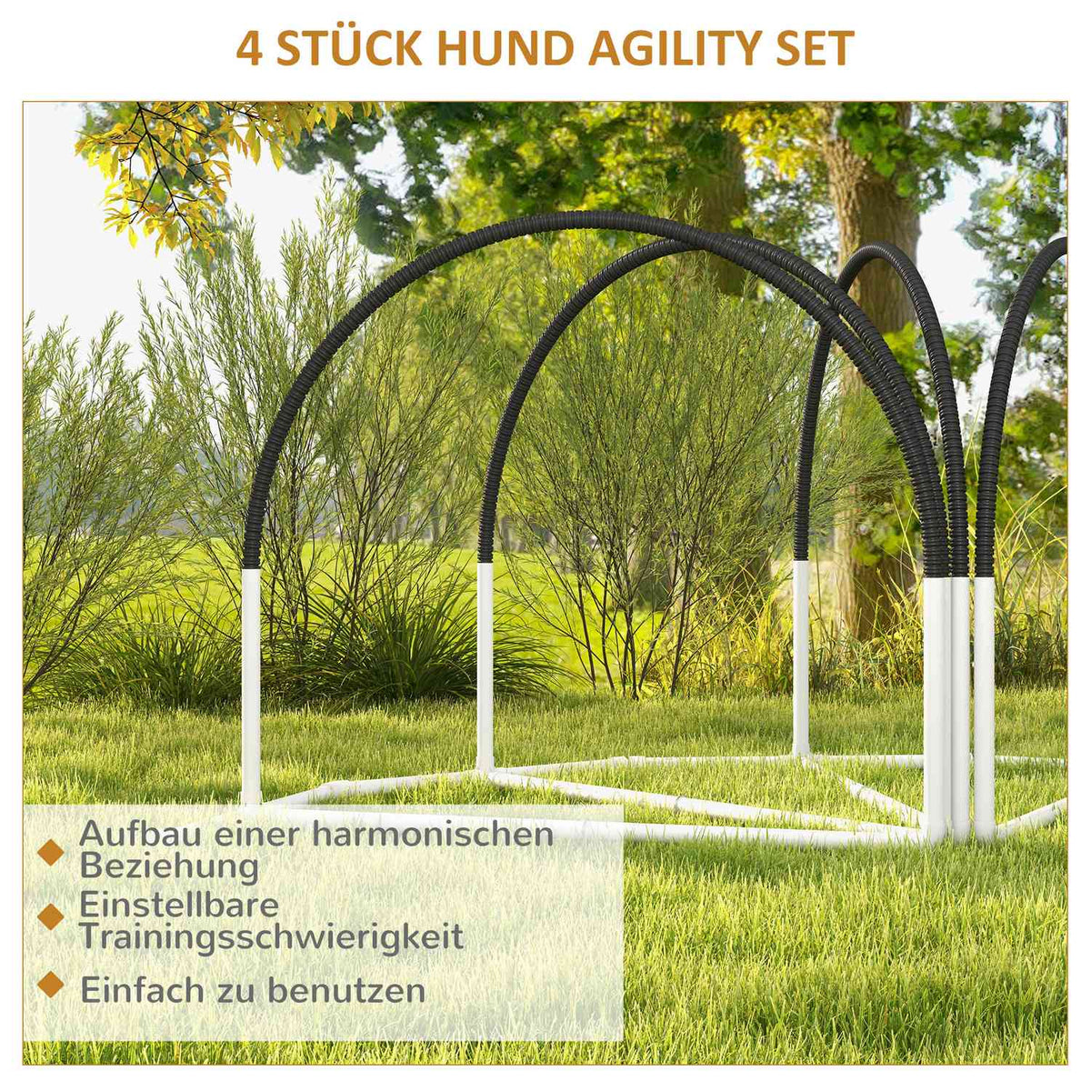 Dog Agility Set, Set Of 4 Dog Training With Slalom Poles, Agility Equipment For Dogs With Oxford Carry Bag, Black