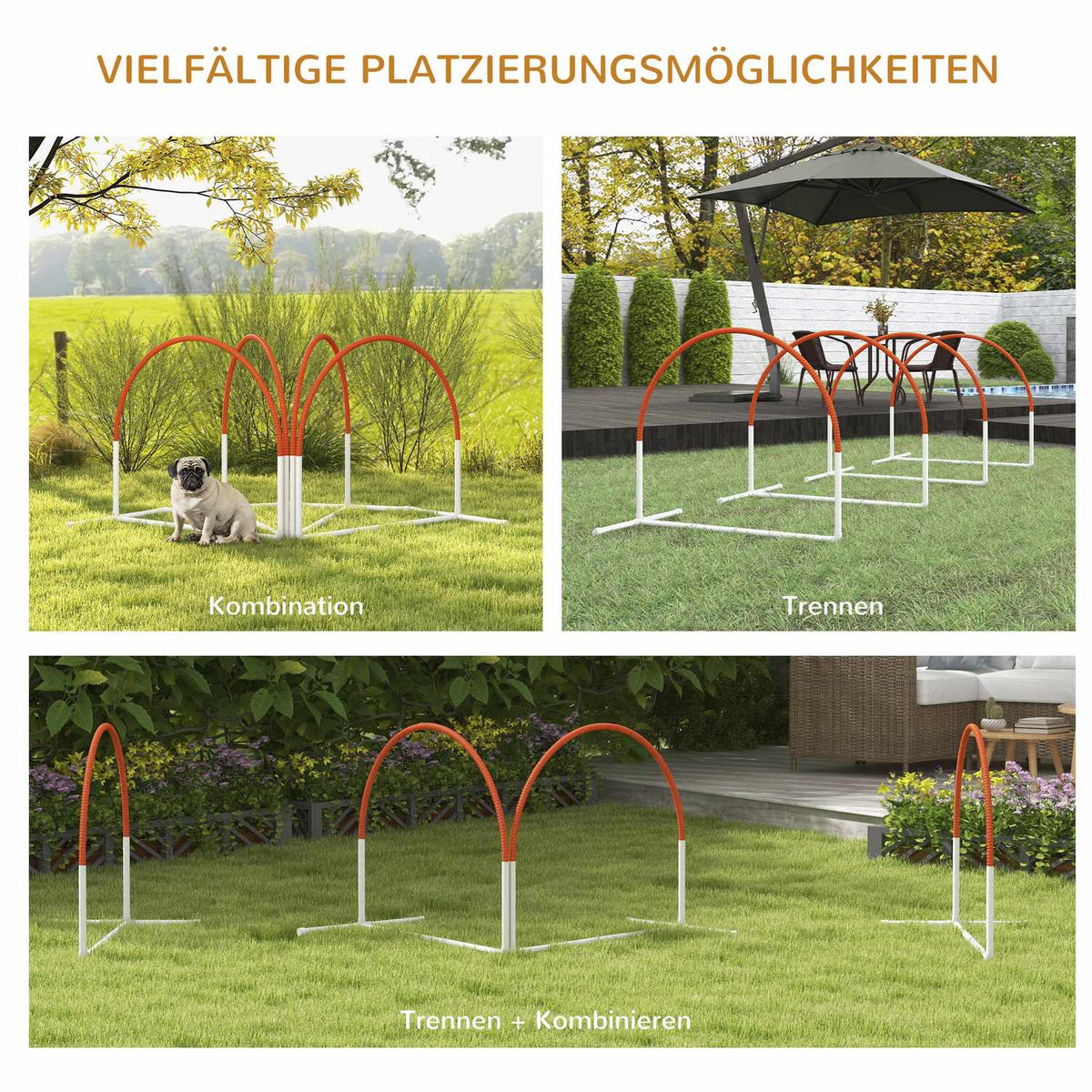 Dog Agility Set, Set of 4 Dog Training with Slalom Poles, Agility Equipment for Dogs with Oxford Carry Bag, Orange