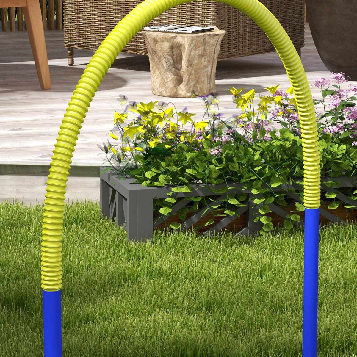 Dog Agility Set of 4, 88 x 64 x 95 cm, with 4 Bows, Carry Bag, Portable, for Older or Very Young Dogs, PE, ABS, Yellow