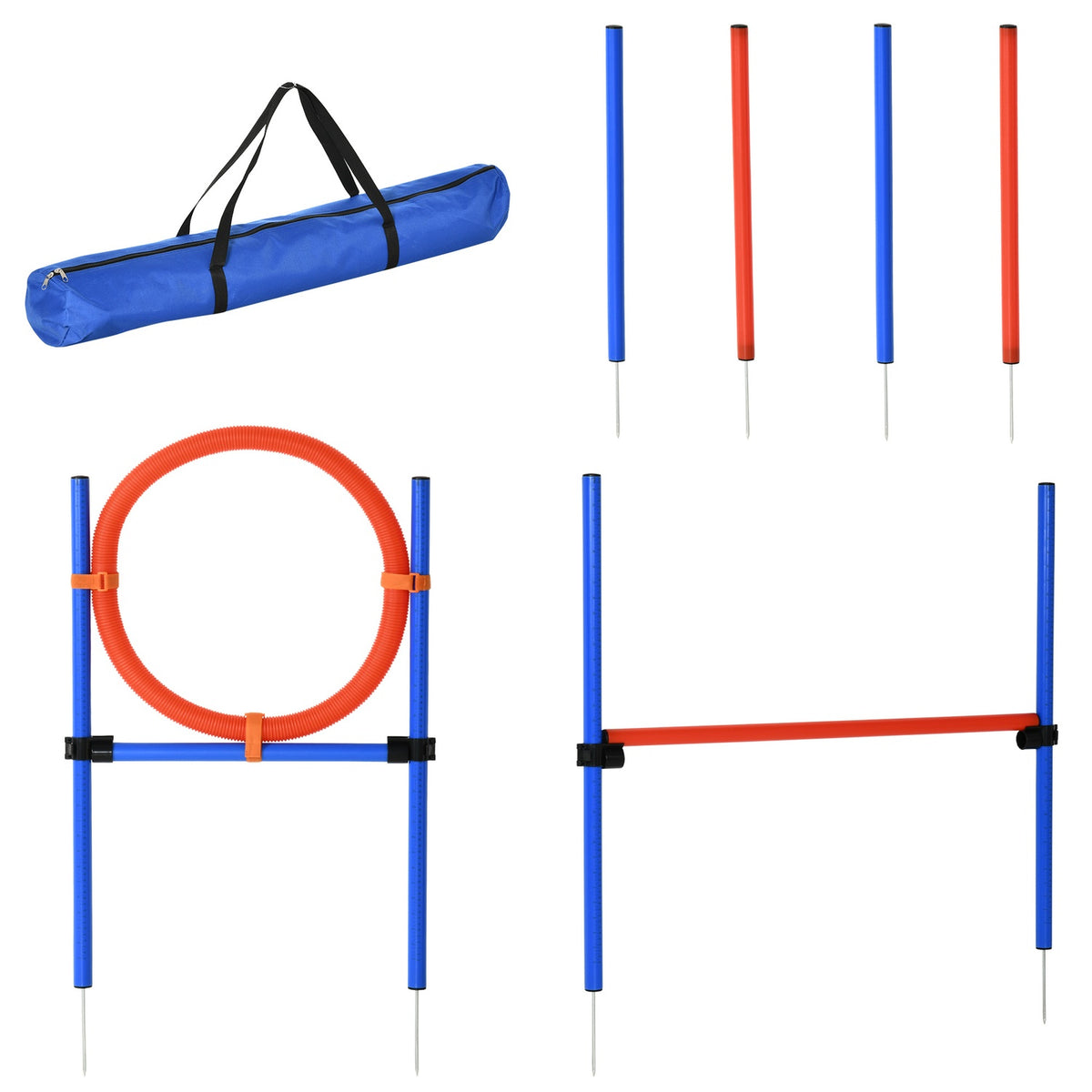 Dog Agility Training Equipment, Agility Exercise Set, Dog Agility Set, 3 In 1 Dog Sports Training Area, Blue+Red