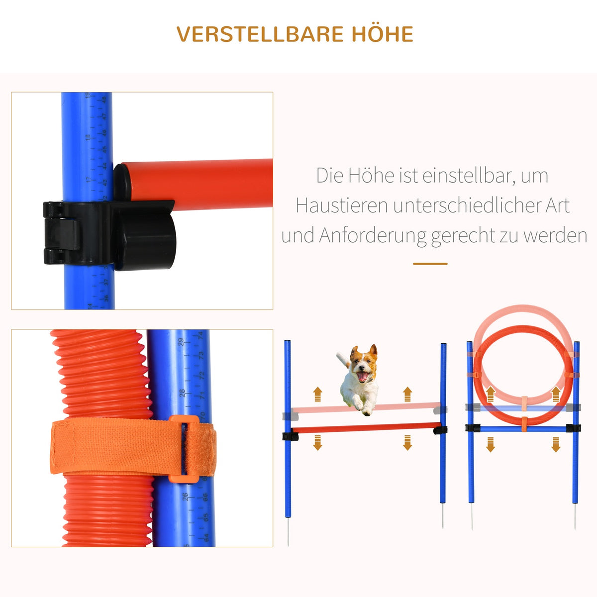 Dog Agility Training Equipment, Agility Exercise Set, Dog Agility Set, 3 In 1 Dog Sports Training Area, Blue+Red