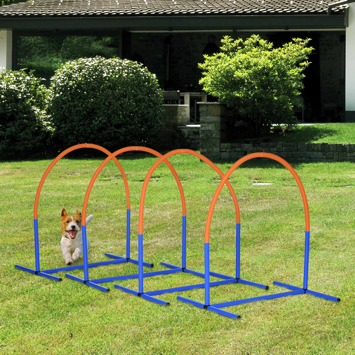 Dog Agility Training Equipment, Dog Agility Set, 4-Piece Dog Training Set With Carry Bag, Blue + Orange, 88 X 64 X 95 Cm