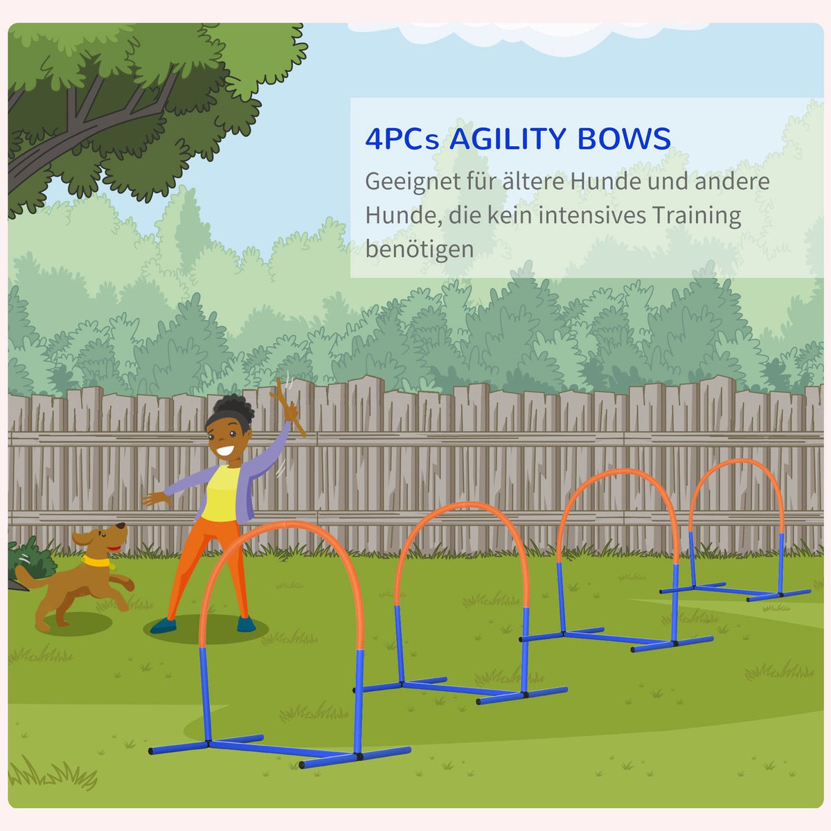 Dog Agility Training Equipment, Dog Agility Set, 4-Piece Dog Training Set With Carry Bag, Blue + Orange, 88 X 64 X 95 Cm