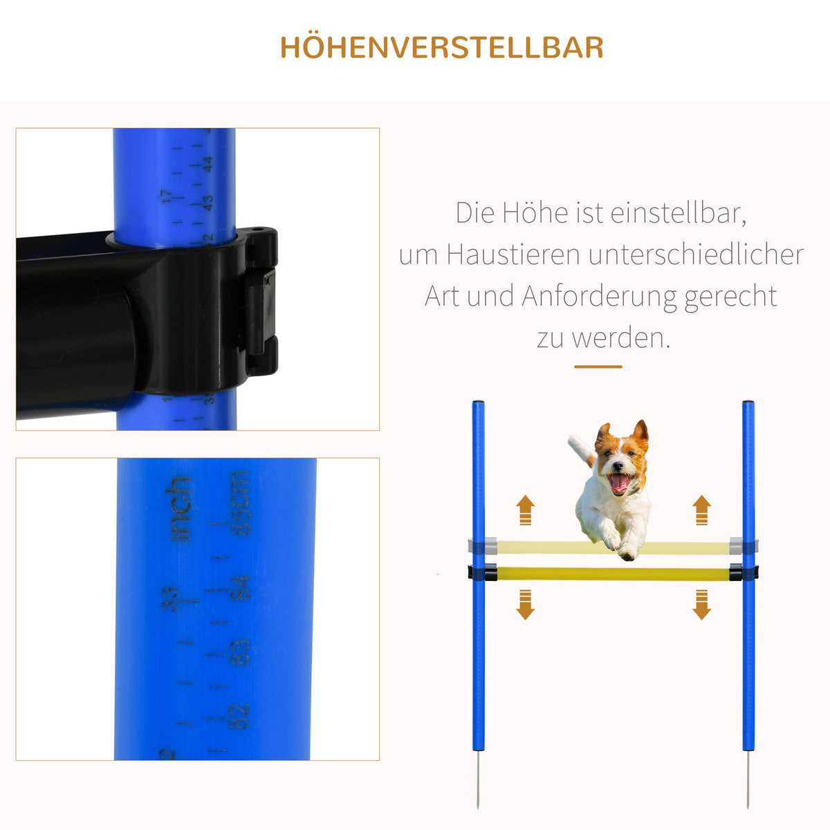 Dog Agility Training Equipment, Dog Agility Set, Dog Agility Course, Including Tunnel, Slalom Poles, Hurdle Pole Set, Starting Field, Blue + Yellow