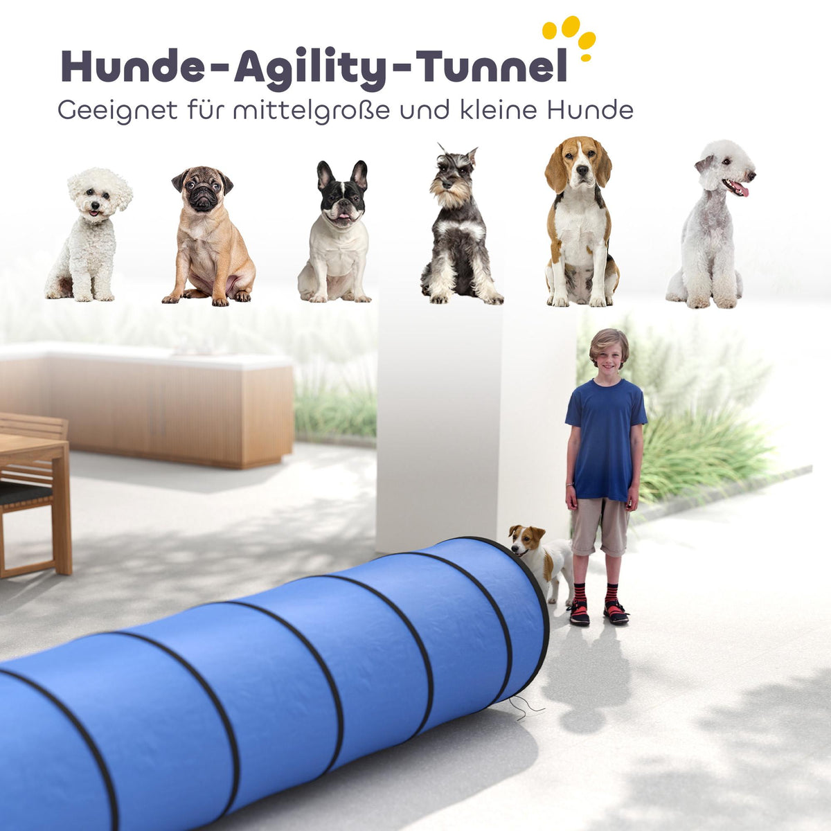 Dog Agility Tunnel, 300cm, Oxford Fabric, with Anchors