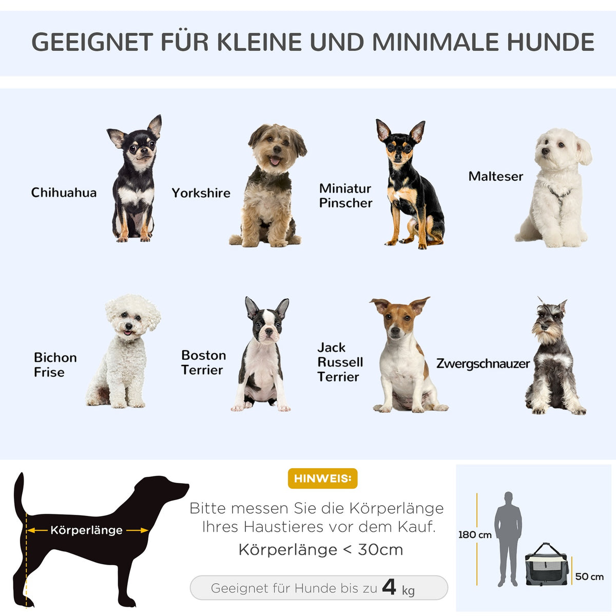 Dog Bag Transport Bag Foldable Dog Box With Cushion For Small Dogs Outdoor Oxford Fabric Gray + Black 70 X 51 X 50 Cm
