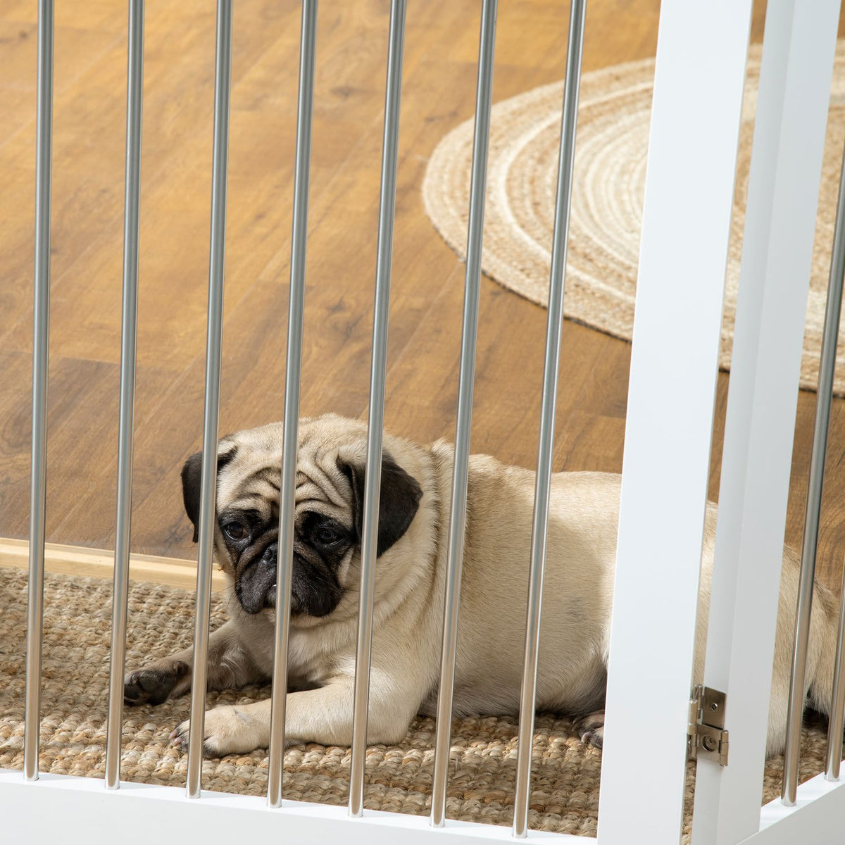 Dog Barrier Door Safety Gate Foldable Dog Gate Stand 3 Panels Stair Gate White 154X30X80Cm