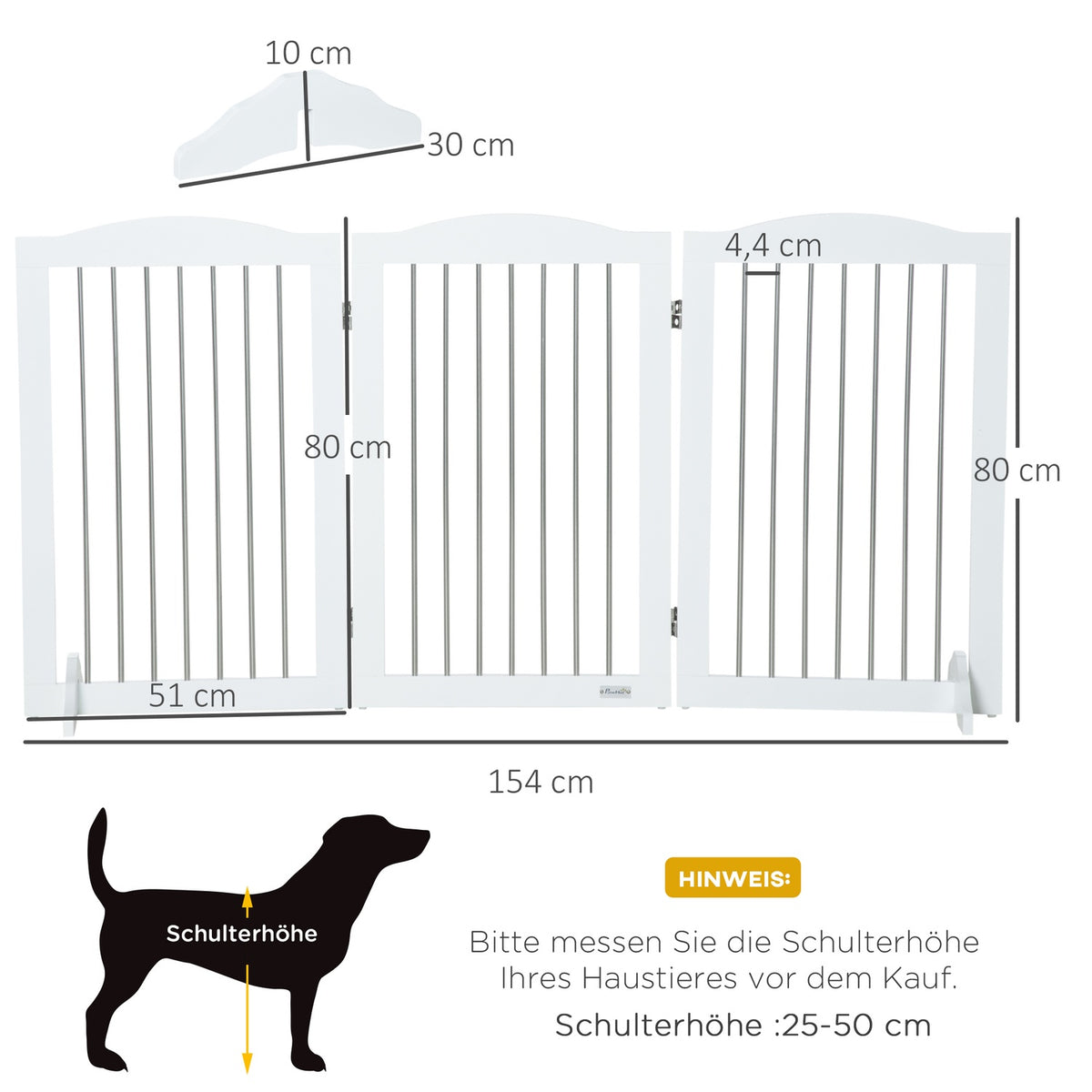Dog Barrier Door Safety Gate Foldable Dog Gate Stand 3 Panels Stair Gate White 154X30X80Cm
