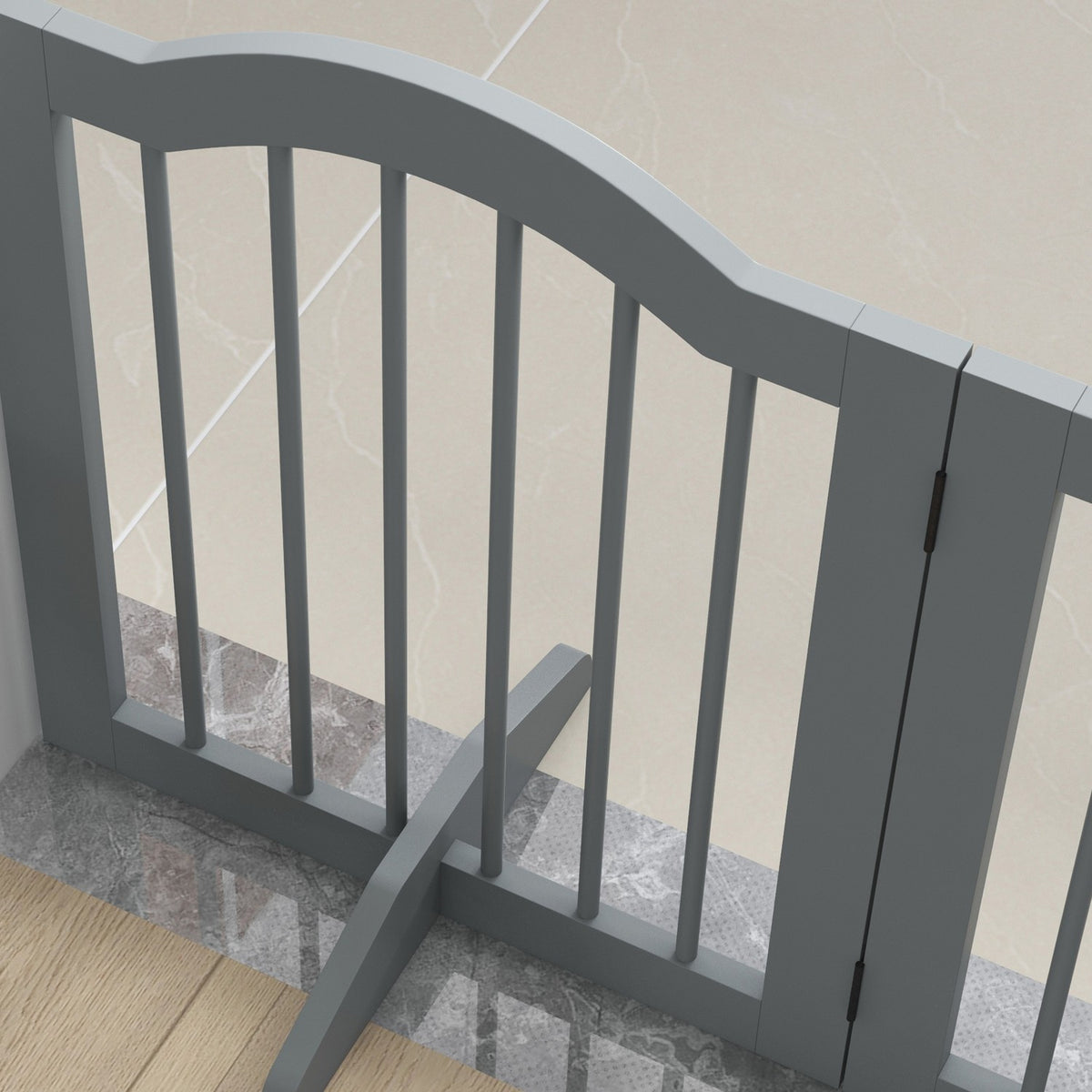 Dog Barrier Gate, 3-Piece, 154.5 x 61 cm, Foldable Dog Gate with Door, Door Gate with 2 Support Feet, Freestanding Stair Gate for Kitchen, Hallway, Light Gray |