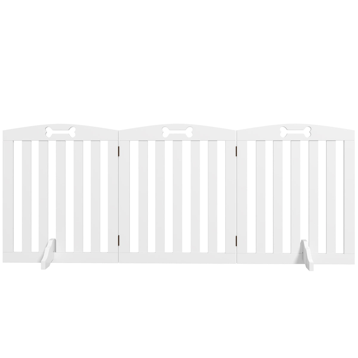 Dog Barrier Gate, 3-Piece, 155 x 61 cm, Foldable Door Gate with 2 Support Feet, Freestanding Dog Gate, Stair Gate for Medium Dogs, for Hallway, Stairs, White