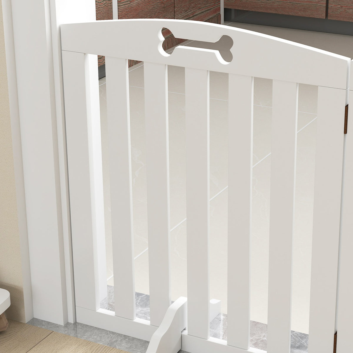 Dog Barrier Gate, 3-Piece, 155 x 61 cm, Foldable Door Gate with 2 Support Feet, Freestanding Dog Gate, Stair Gate for Medium Dogs, for Hallway, Stairs, White