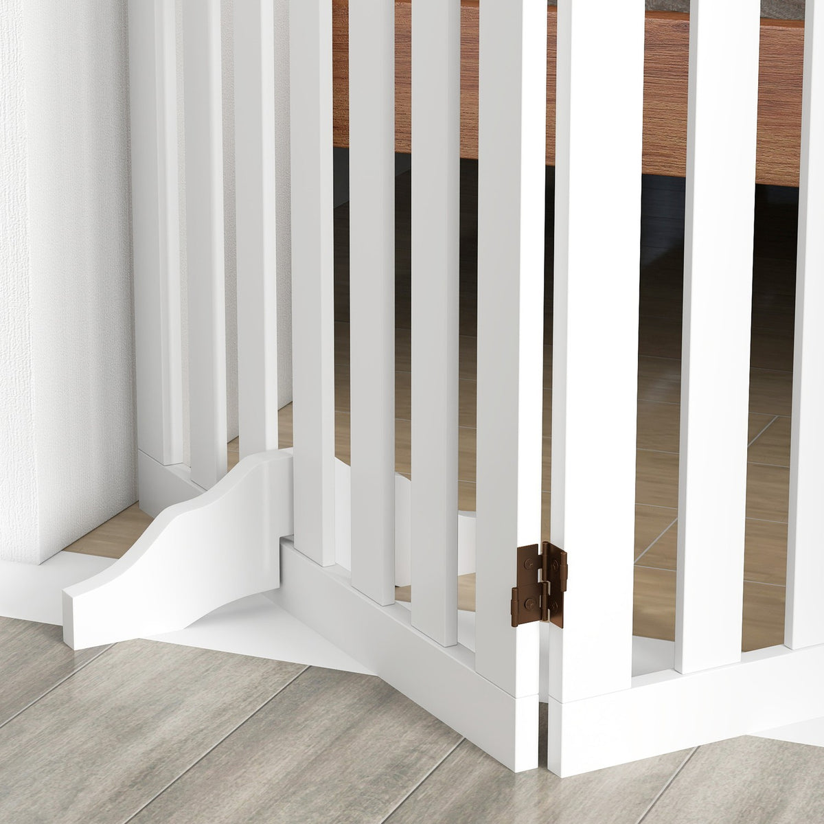 Dog Barrier Gate, 3-Piece, 155 x 61 cm, Foldable Door Gate with 2 Support Feet, Freestanding Dog Gate, Stair Gate for Medium Dogs, for Hallway, Stairs, White