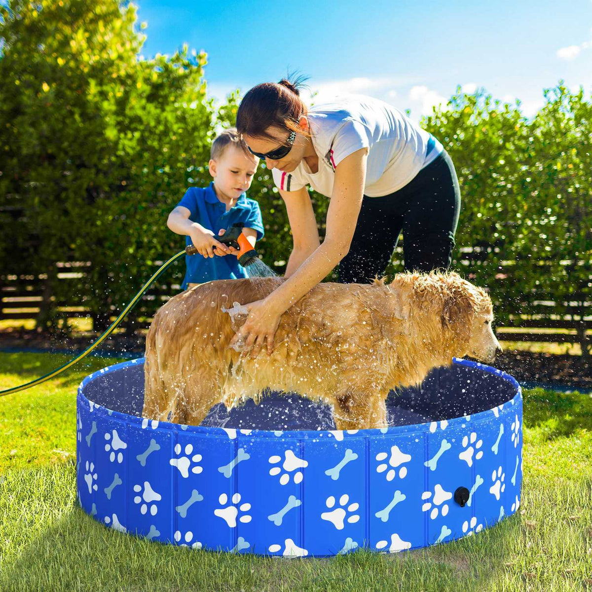 Dog Bathtub Foldable Dog Pool, Bathtub & Swimming Pool, Water Basin For Dogs And Cats, Ø120X30H Cm