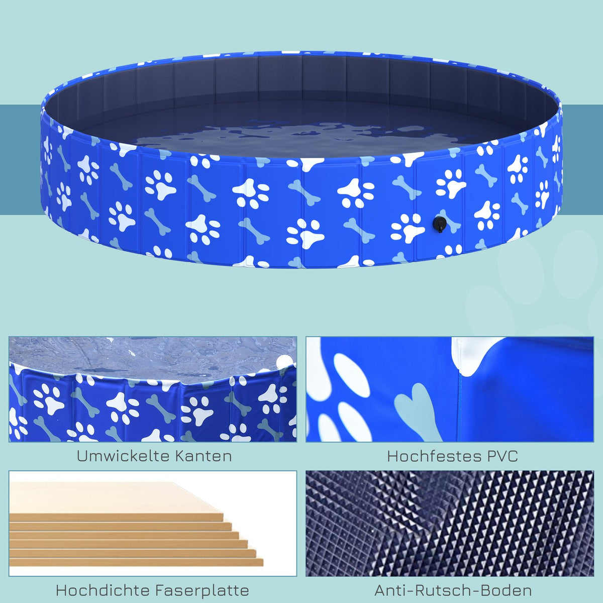 Dog Bathtub Foldable Dog Pool, Bathtub & Swimming Pool, Water Basin For Dogs And Cats, Ø160X30H Cm