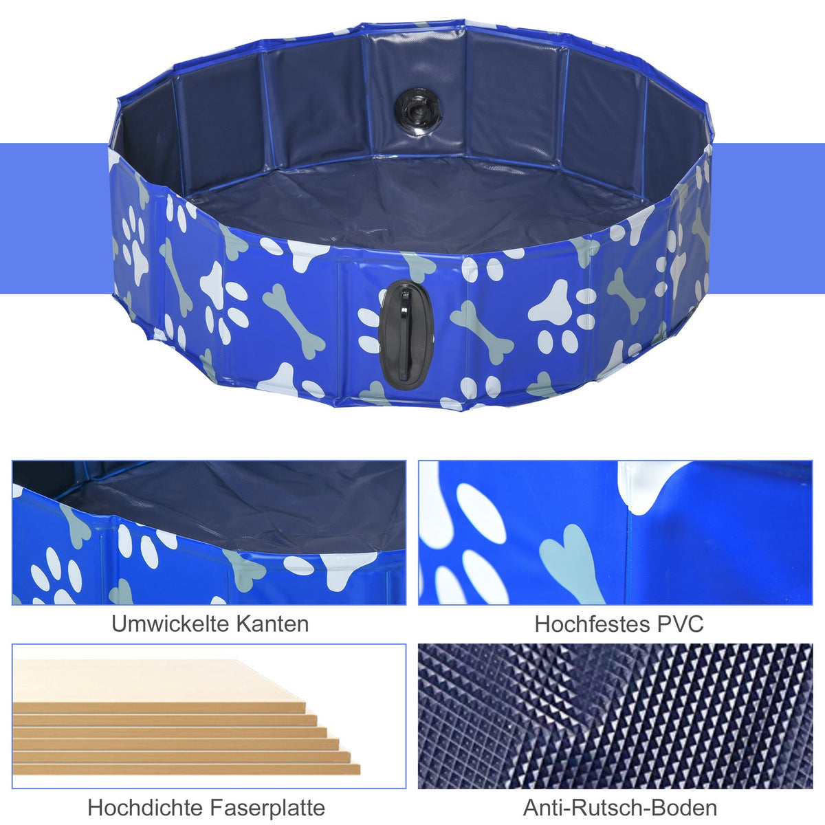 Dog Bathtub Foldable Dog Pool Bathtub Water Basin Dogs/Cats Ø80X20Hcm