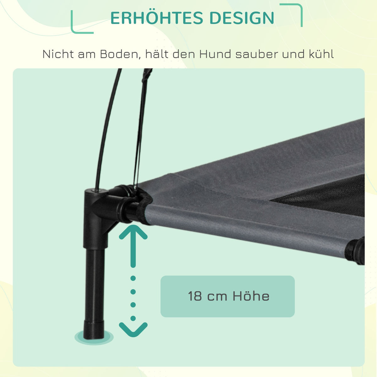 Dog Bed Canopy Breathable Taffeta Fabric Gray 92X76X90Cm
