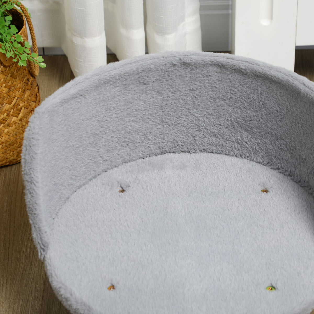 Dog Bed Cat Bed, Dog Sofa With Non-Slip Wooden Feet & Cushion, Indoor, Gray, 40.5X40.5X33Cm