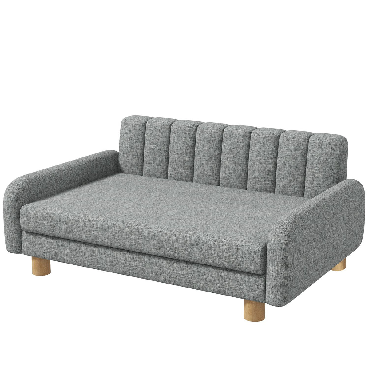 Dog Bed Comfortable Elevated Dog Chair with Soft Cushion Pet Sofa for Medium Dogs Imitation Linen Gray