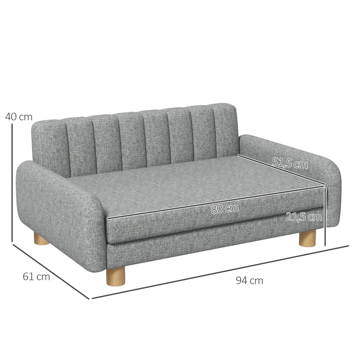 Dog Bed Comfortable Elevated Dog Chair with Soft Cushion Pet Sofa for Medium Dogs Imitation Linen Gray