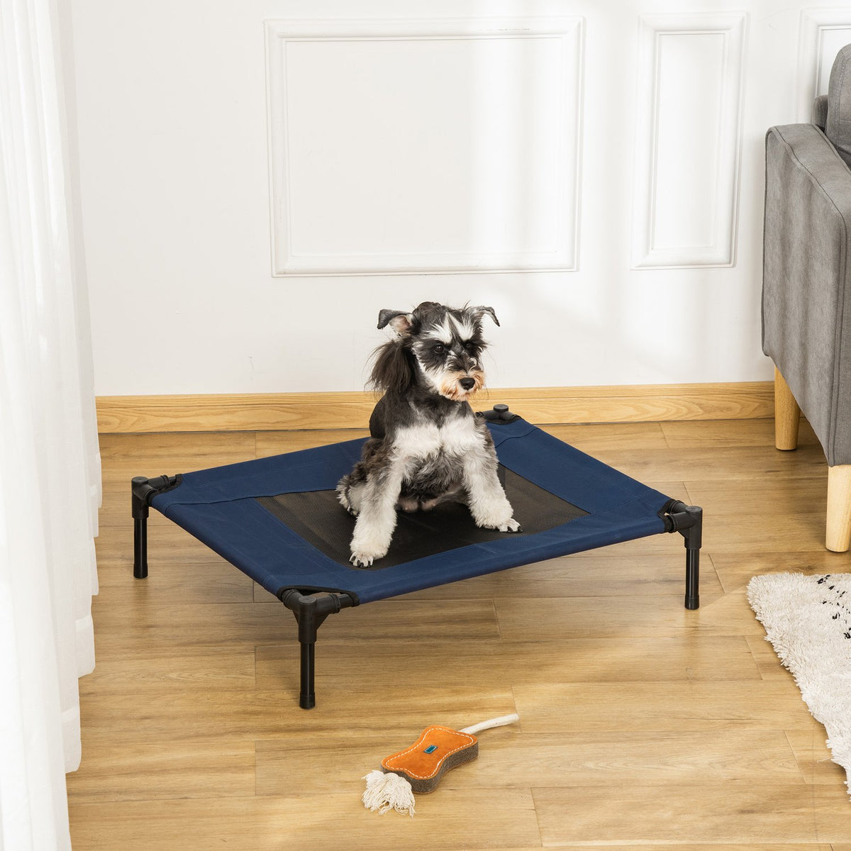 Dog Bed Dog Lounger Outdoor Cat Bed Pet Bed Sleeping Place Steel 600D Oxford Fabric Blue 76.2 X 61 X 18 Cm