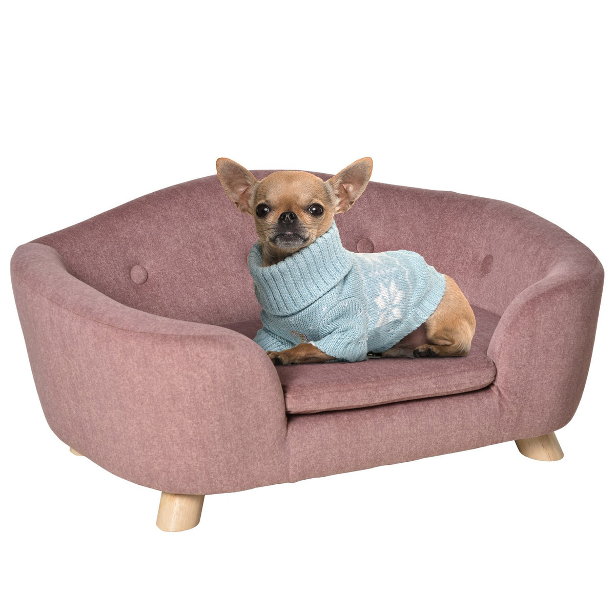 Dog Bed Dog Sofa Dog Couch Dog Mat With Cushion Back Pocket Plush Foam Pine Wood Pink 70 X 47 X 30 Cm