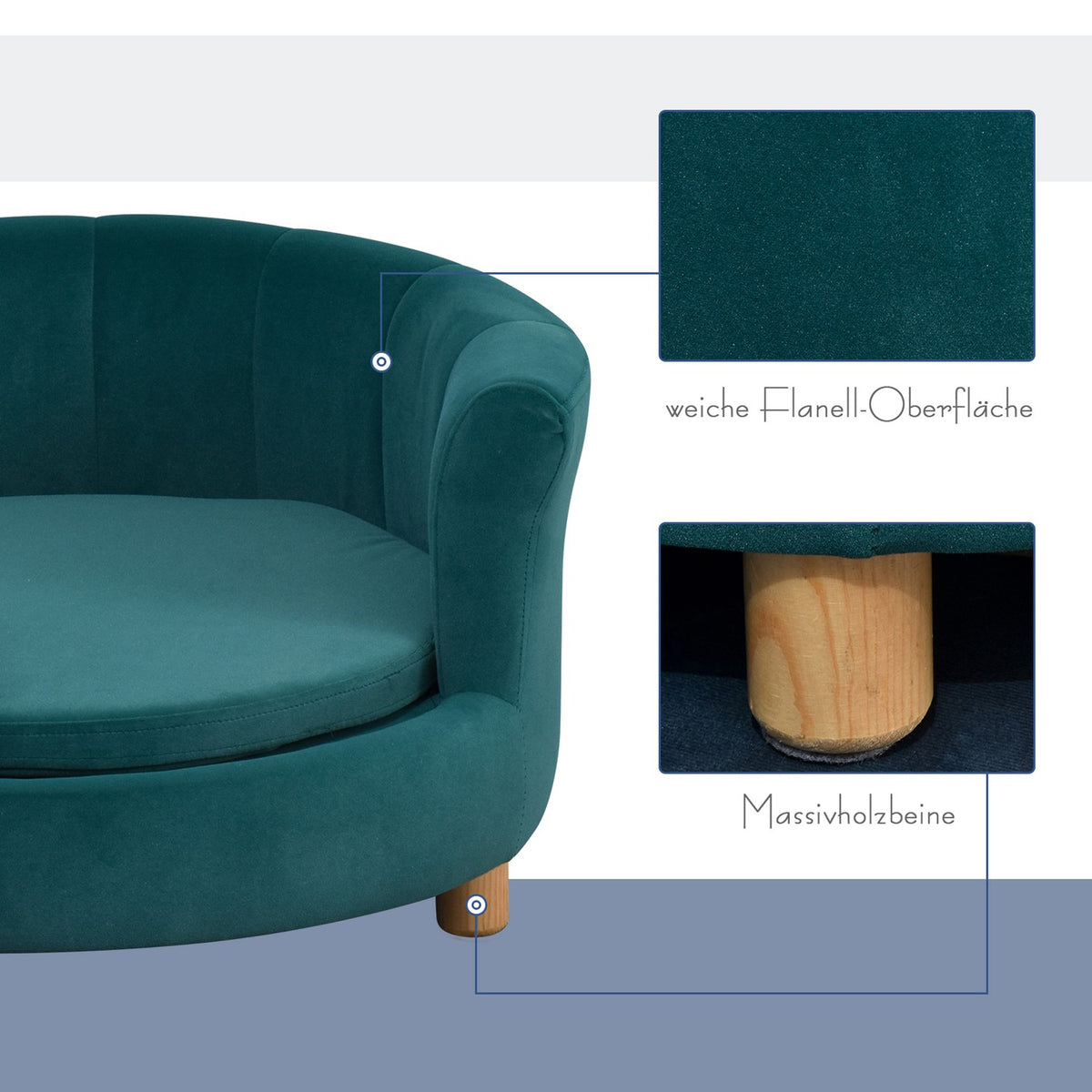 Dog Bed Elegant Dog Sofa With Soft Cover & Wooden Legs, 65X64X37Cm