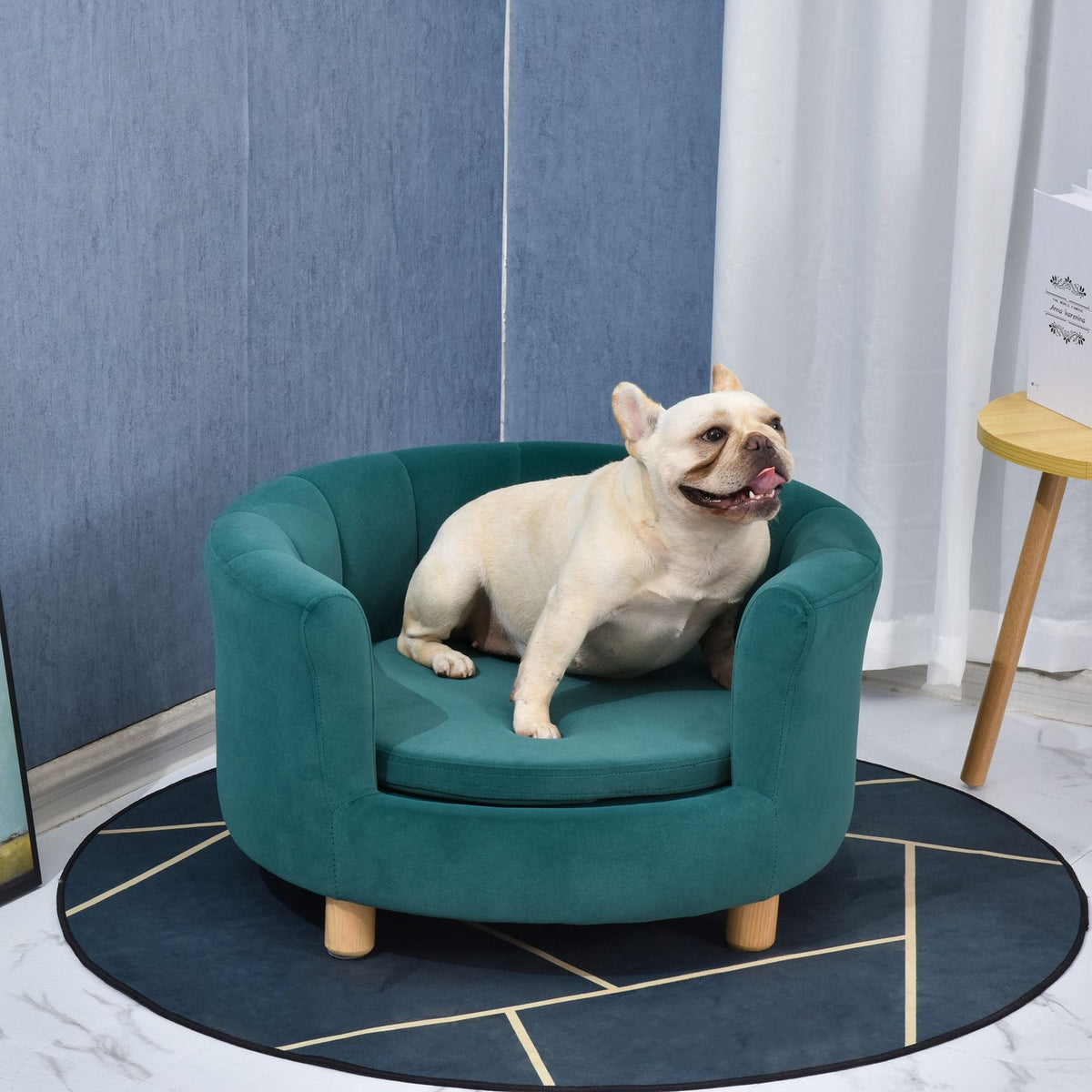 Dog Bed Elegant Dog Sofa With Soft Cover & Wooden Legs, 65X64X37Cm