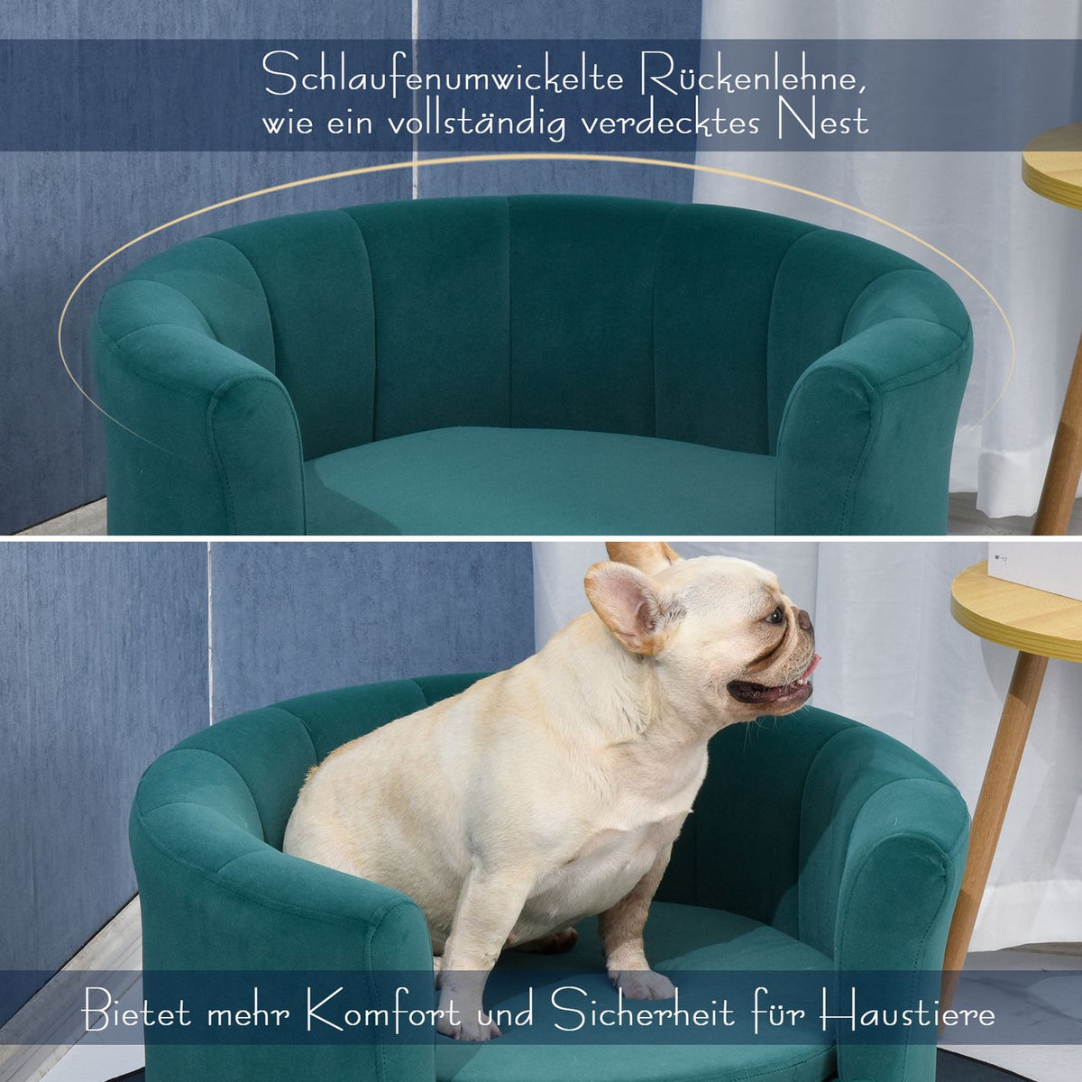 Dog Bed Elegant Dog Sofa With Soft Cover & Wooden Legs, 65X64X37Cm