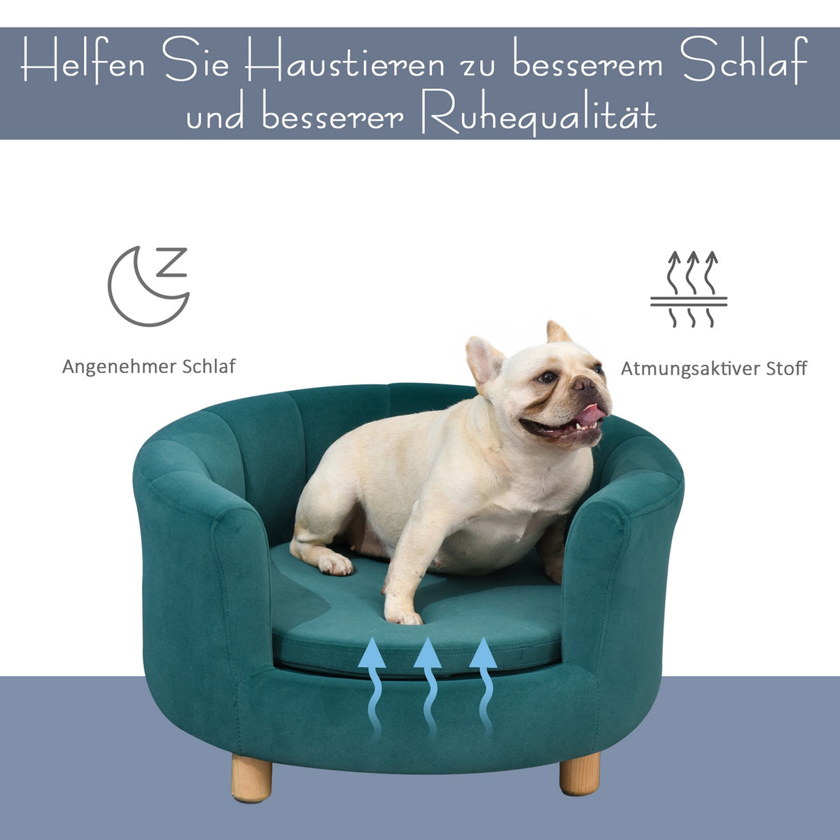 Dog Bed Elegant Dog Sofa With Soft Cover & Wooden Legs, 65X64X37Cm