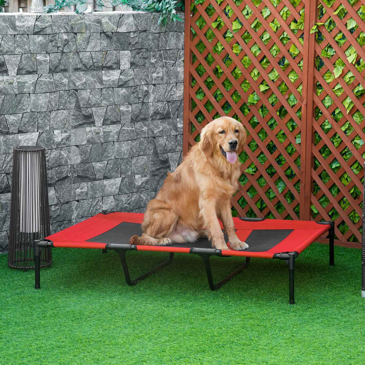 Dog Bed Elevated Pet Bed Dog Lounger Sleeping Place For Large Dogs Metal Oxford Red