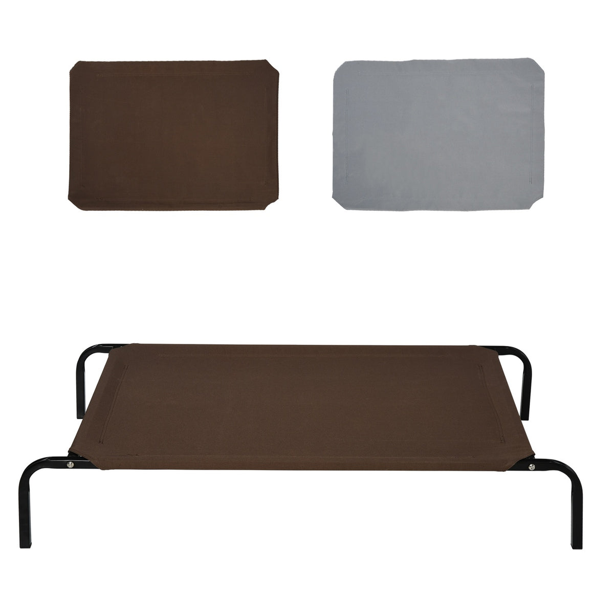 Dog Bed Outdoor Dog Lounger Cat Bed With Mesh Pet Bed Sleeping Place Metal Oxford Fabric Coffee 130 X 80 X 20 Cm