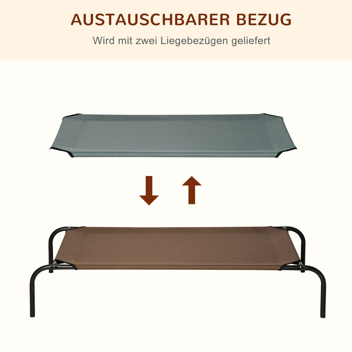 Dog Bed Outdoor Dog Lounger & Cat Bed With Replacement Cover, 110X68X20Cm