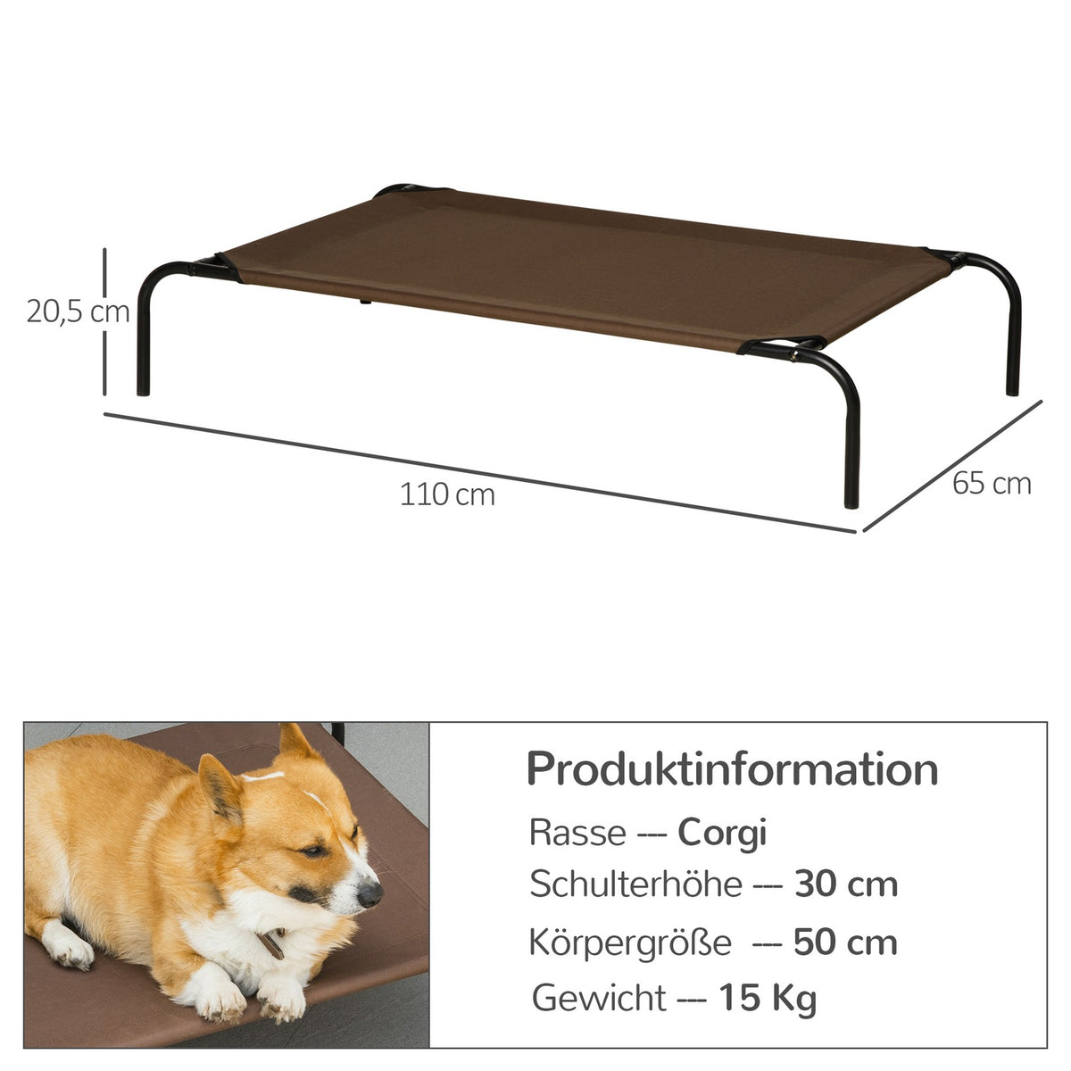 Dog Bed Outdoor Dog Lounger & Cat Bed With Replacement Cover, 110X68X20Cm